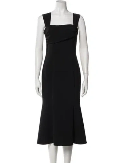 Pre-owned Carolina Herrera Square Neckline Midi Length Dress In Black
