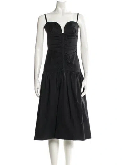 Pre-owned Carolina Herrera Square Neckline Midi Length Dress In Black