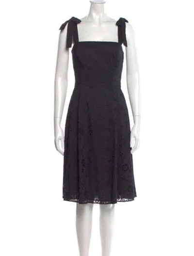 Pre-owned Carolina Herrera Square Neckline Midi Length Dress In Black