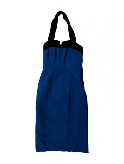 Pre-owned Carolina Herrera Square Neckline Midi Length Dress In Blue