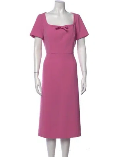 Pre-owned Carolina Herrera Square Neckline Midi Length Dress In Pink