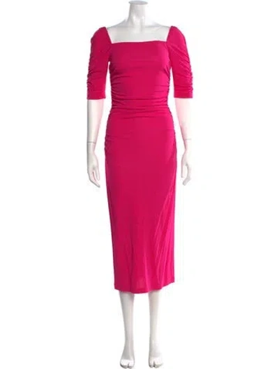 Pre-owned Carolina Herrera Square Neckline Midi Length Dress In Pink