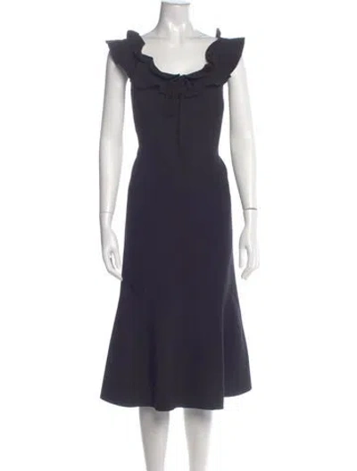 Pre-owned Carolina Herrera Square Neckline Midi Length Dress In Purple