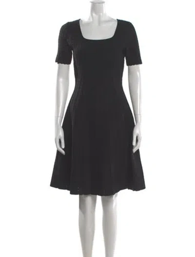 Pre-owned Carolina Herrera Square Neckline Mini Dress In Gray