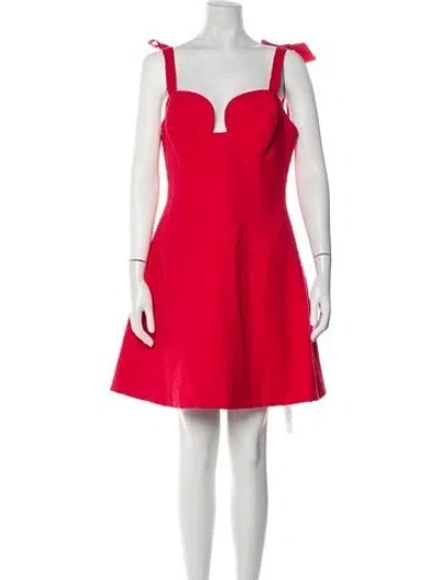 Pre-owned Carolina Herrera Square Neckline Mini Dress In Red