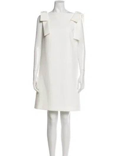 Pre-owned Carolina Herrera Square Neckline Mini Dress W/ Tags In Neutral