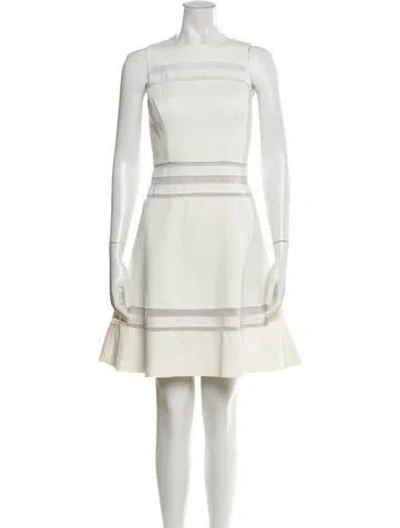 Pre-owned Carolina Herrera Square Neckline Mini Dress In White