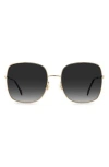 Carolina Herrera Square Sunglasses In Gold/grey Shaded