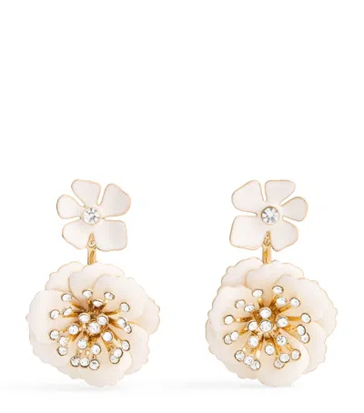 Carolina Herrera Statement Floral Drop Earrings In Pink