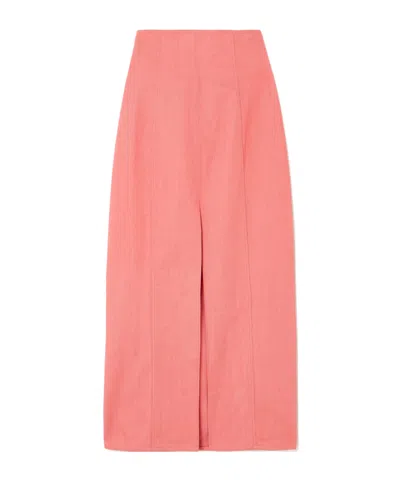 Carolina Herrera Straight Denim Skirt In Coral