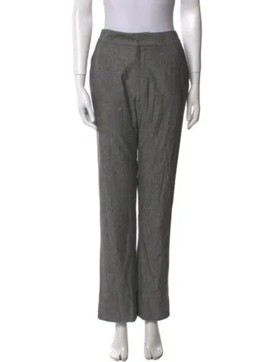 Pre-owned Carolina Herrera Straight Leg Pants In Gray