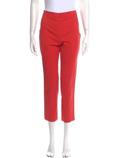 Pre-owned Carolina Herrera Straight Leg Pants In Red