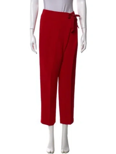 Pre-owned Carolina Herrera Straight Leg Pants In Red