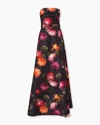 Carolina Herrera Chrysanthemum Print Strapless Faille Gown In Multi