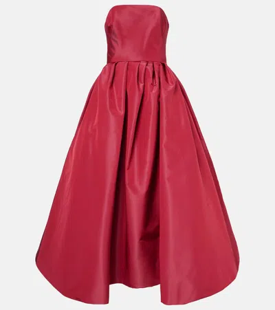 Carolina Herrera Strapless Belted Silk Cocktail Dress In Blue