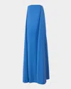 Carolina Herrera Strapless Cape Slit Column Gown In Blue