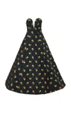 Carolina Herrera Strapless Carnation Lurex Jacquard A-line Dress In Black