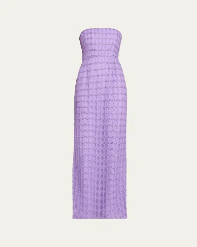 Carolina Herrera Strapless Crystal-embroidered Column Gown In Purple