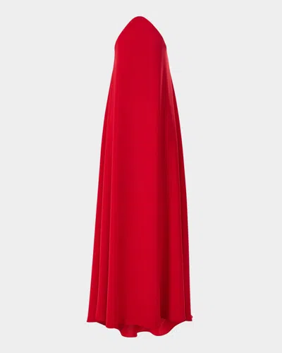 Carolina Herrera Strapless Curved Neckline Fluid Gown In Herrera Red