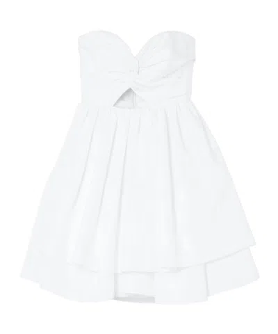 Carolina Herrera Strapless Tiered Ruffled Cutout Moire-taffeta Mini Dress In White