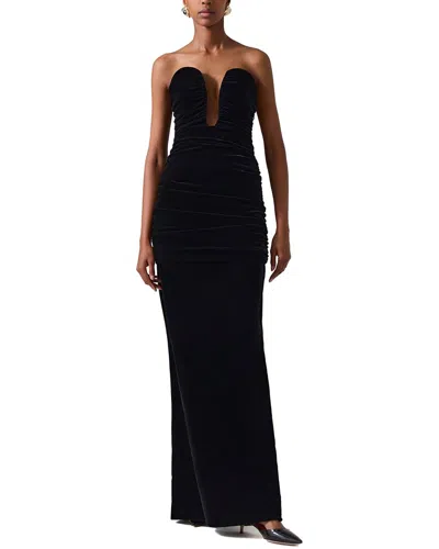 CAROLINA HERRERA CAROLINA HERRERA STRETCH VELVET STRAPLESS DEEP U RUCHED GOWN