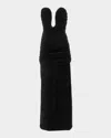 Carolina Herrera Strapless Ruched Layered Velvet Gown In Black