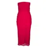 Carolina Herrera Chiffon Dress Strapless Ruched Detailing Design In Red