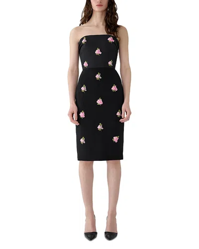 Carolina Herrera Strapless Embroidered Dress In Black