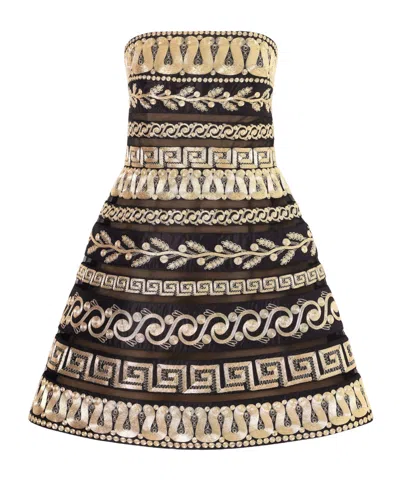 Carolina Herrera Strapless Embroidered Mini Dress In Nude