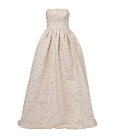 Carolina Herrera Strapless Fil Coupé Gown In White