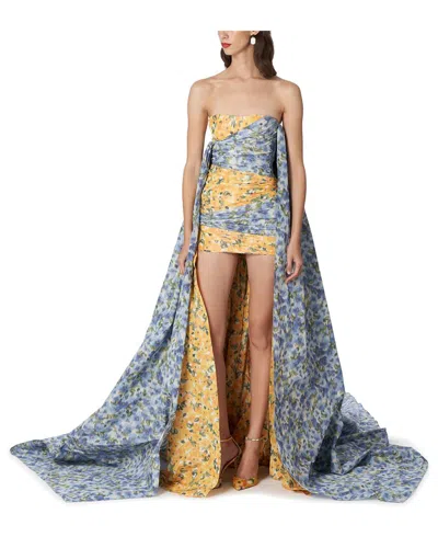 Carolina Herrera Strapless Gathered Bodice Mini Dress In Multi