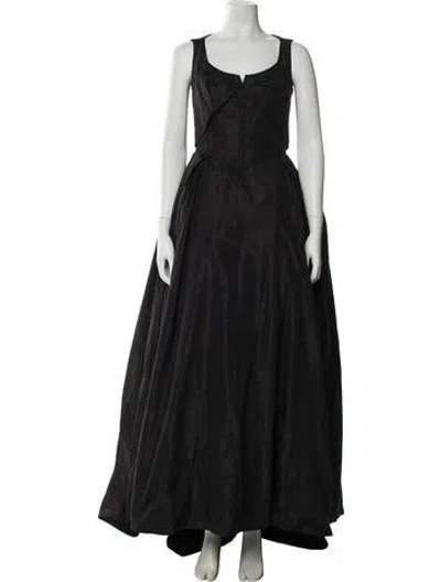 Pre-owned Carolina Herrera Strapless Long Dress In Black