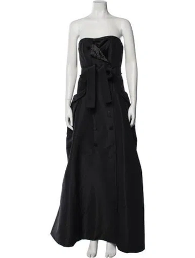 Pre-owned Carolina Herrera Strapless Long Dress In Black