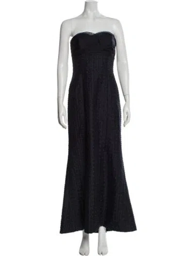 Pre-owned Carolina Herrera Strapless Long Dress In Blue