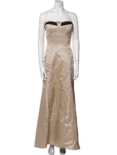 Pre-owned Carolina Herrera Strapless Long Dress In Brown