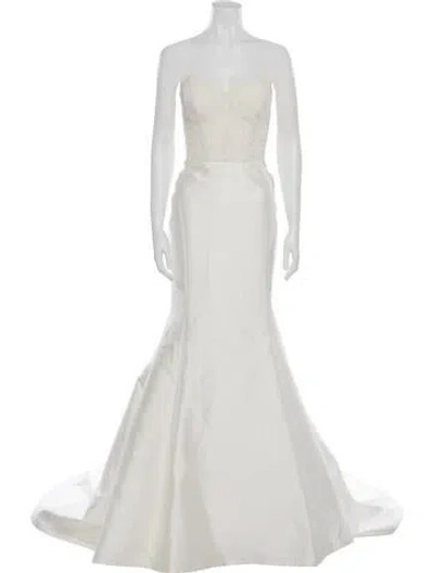 Pre-owned Carolina Herrera Strapless Long Dress In Gray