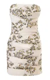 Carolina Herrera Strapless Lurex Trellis Jacquard Mini Dress In Multi