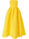 Carolina Herrera Strapless Pleated Faille Gown In Yellow