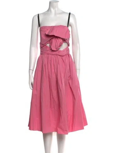 Pre-owned Carolina Herrera Strapless Midi Length Dress In Pink