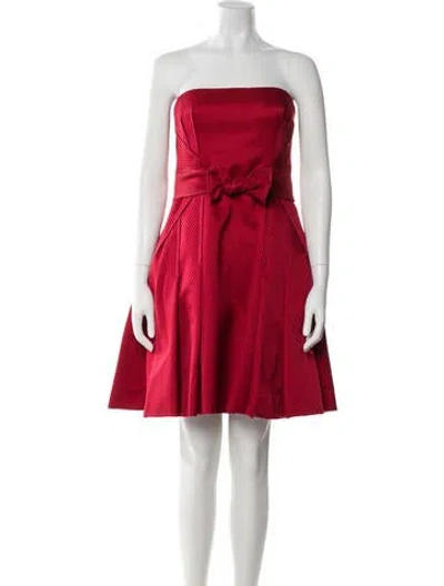 Pre-owned Carolina Herrera Strapless Mini Dress In Red