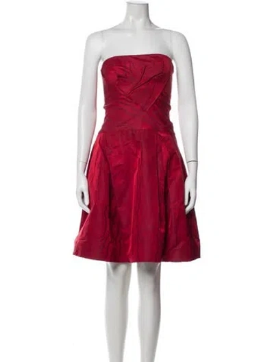 Pre-owned Carolina Herrera Strapless Mini Dress In Red