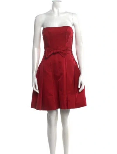Pre-owned Carolina Herrera Strapless Mini Dress In Red