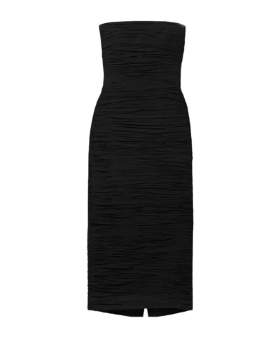 Carolina Herrera Strapless Pleated Dress In Black