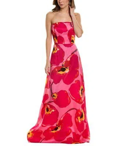 Pre-owned Carolina Herrera Strapless Silk Gown Women's Pink 12