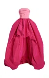 Carolina Herrera Strapless Silk Taffeta High-low Gown In Multi