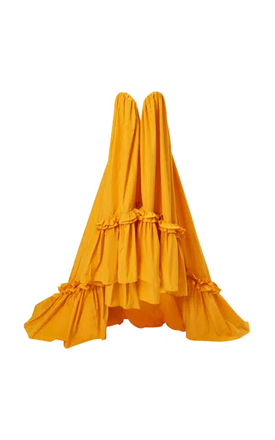 Carolina Herrera Strapless Tech Taffeta Gown In Yellow