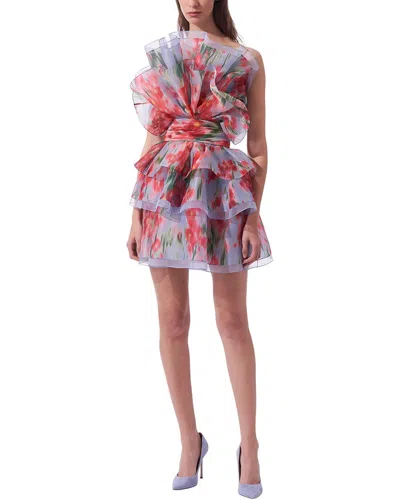 Carolina Herrera Strapless Tiered Ruffle Silk Mini Dress In Multi