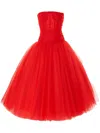 Carolina Herrera Embellished Tulle Midi Dress In Rot