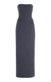 Carolina Herrera Strapless Corset Wool-blend Dress In Grey