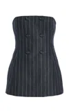 Carolina Herrera Strapless Wool-blend Top In Grey